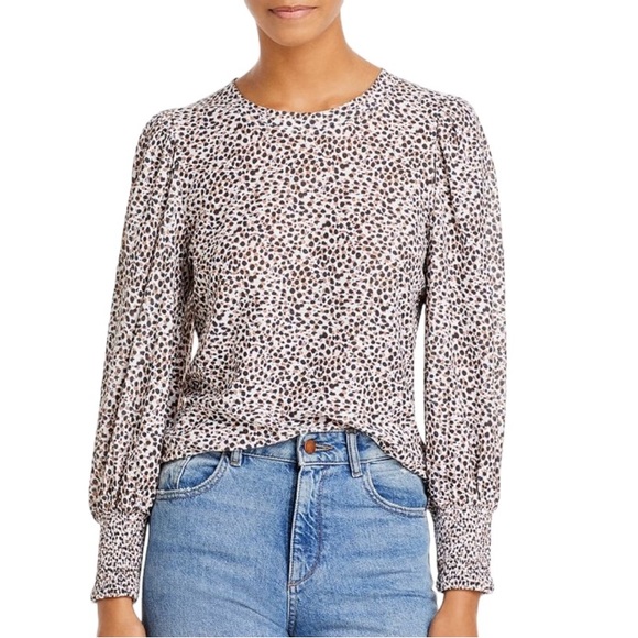 Nation LTD Loren Spotted Smocked Puff Balloon Sleeve Tee - XS - Picture 2 of 16